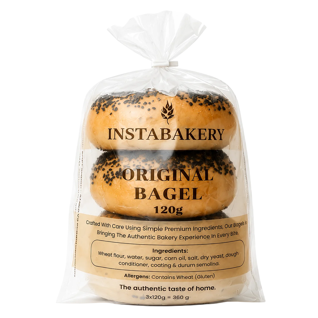 InstaBakery Original Black Sesame Bagel New Yorker Style 120g pack