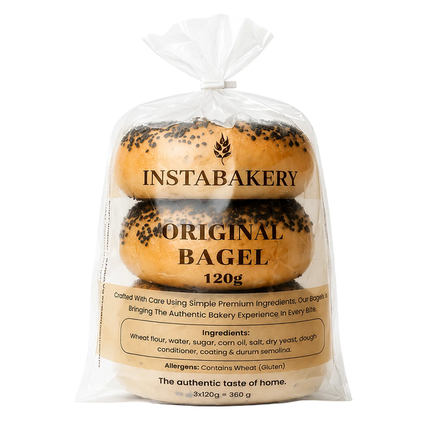 InstaBakery Original Black Sesame Bagel New Yorker Style 120g pack