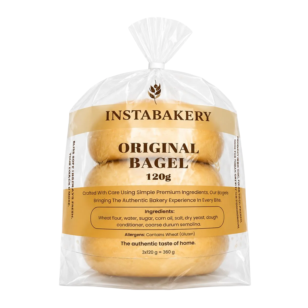 InstaBakery Original Plain Bagel New Yorker Style 120g pack