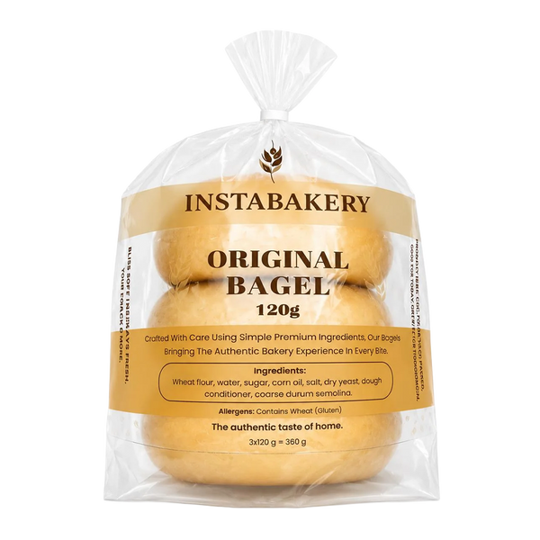 InstaBakery Original Plain Bagel New Yorker Style 120g pack