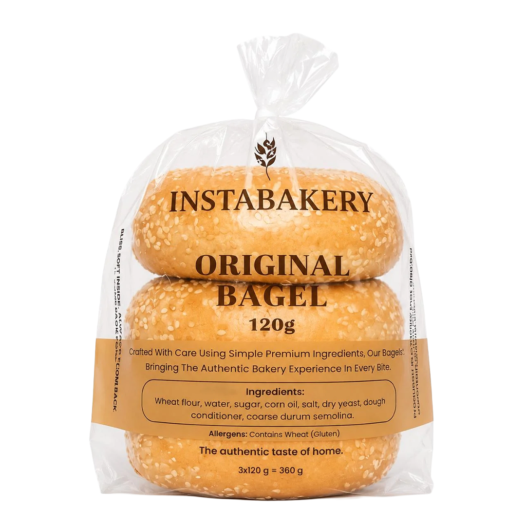 InstaBakery Original White Sesame Bagel New Yorker Style 120g pack