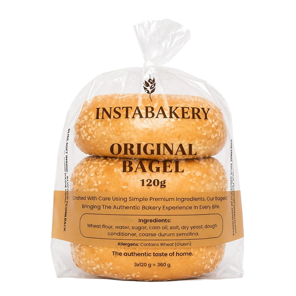 InstaBakery Original White Sesame Bagel New Yorker Style 120g pack